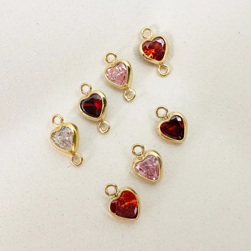 Gold Filled 4mm CZ Heart Link